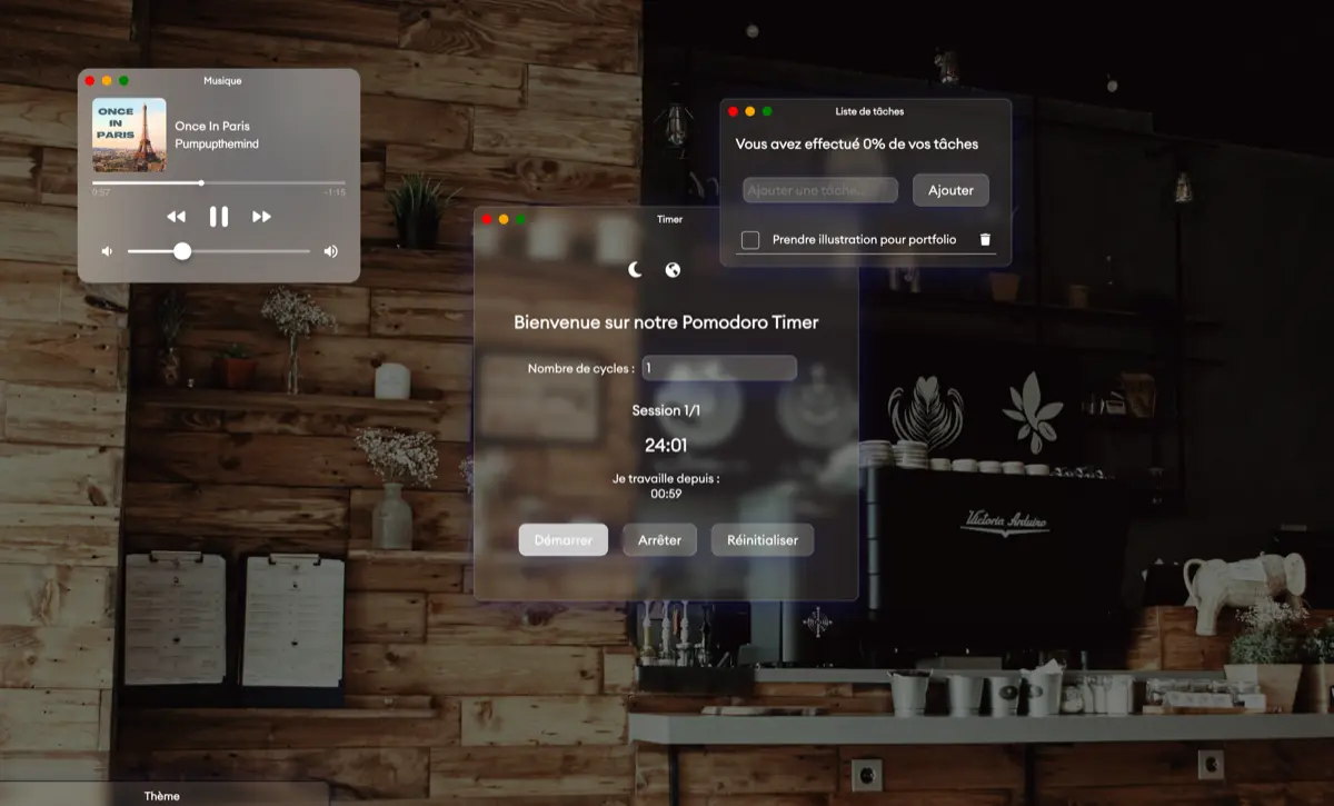 Pomodoro timer interface