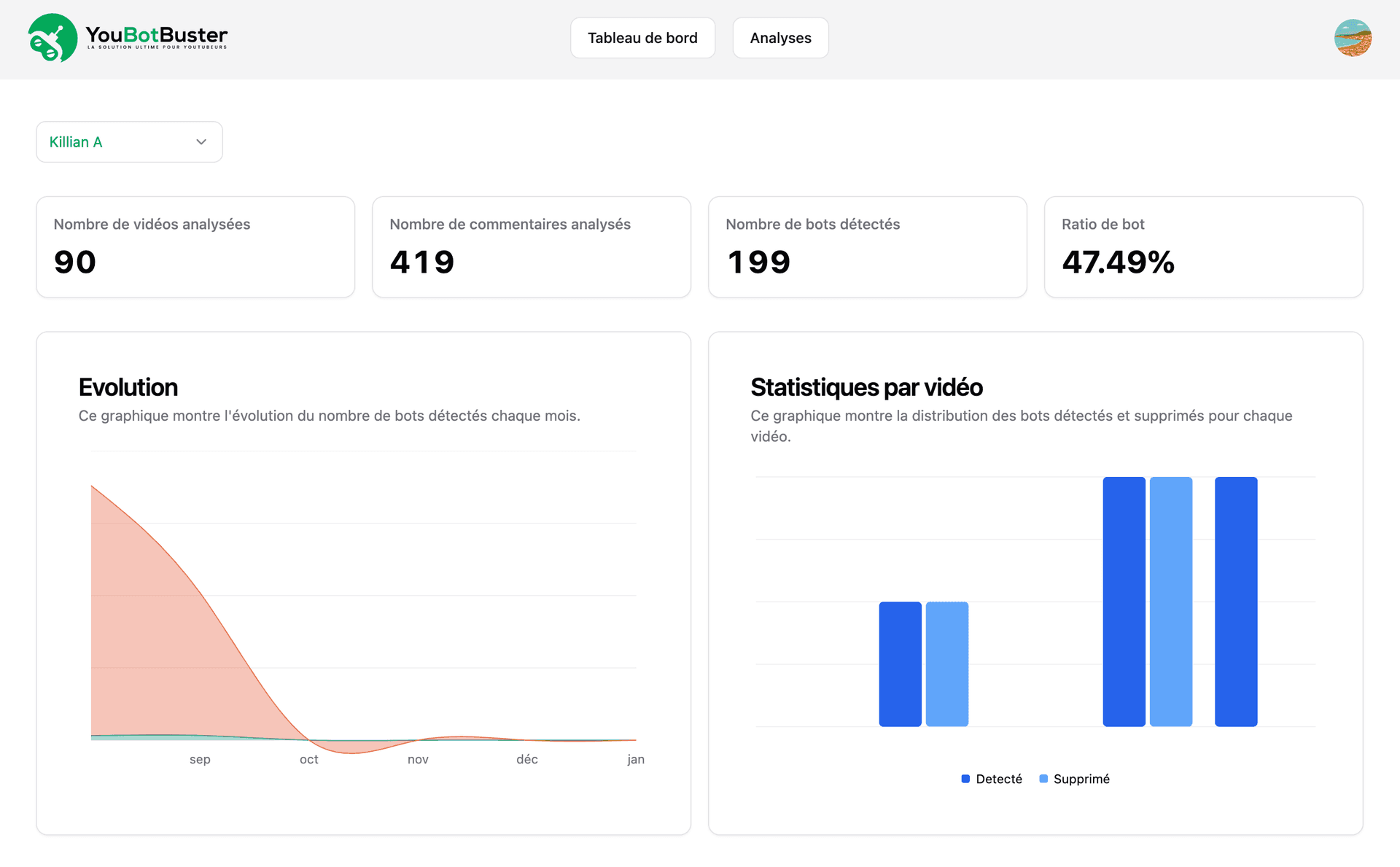 YouBotBuster interface