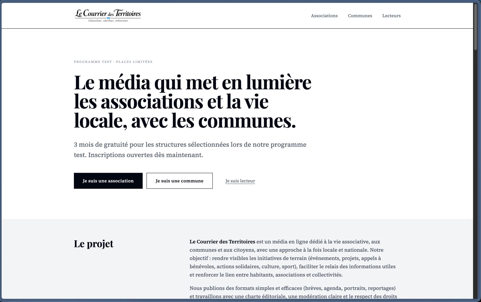 Le Courrier des Territoires website